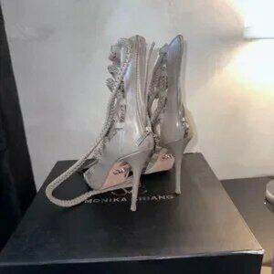 Monika Chiang Tan Stiletto Heels with Ankle Straps